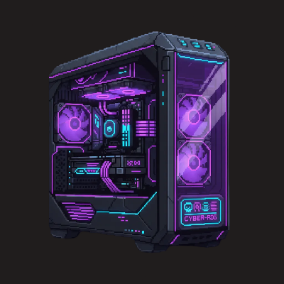 Gabinete gamer pixel art cyberpunk