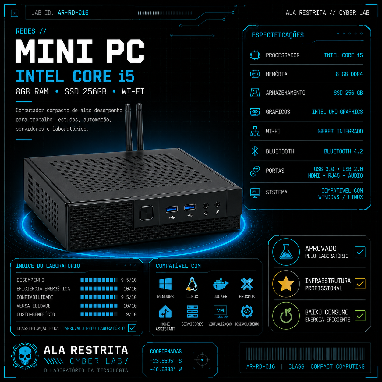 Mini PC Intel Core i5 8GB RAM SSD 256GB Wi-Fi