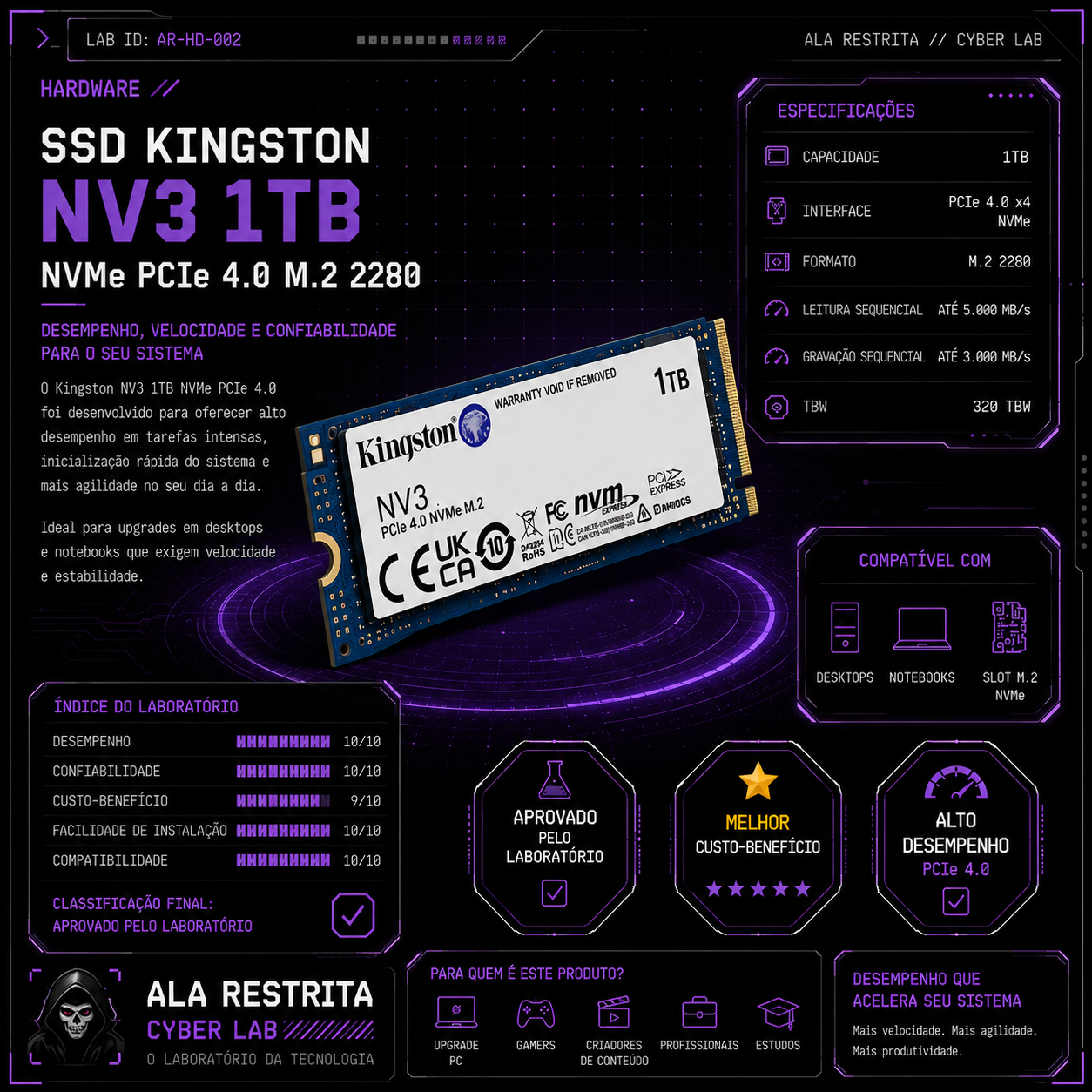 SSD Kingston NV3 1TB NVMe PCIe 4.0 M.2 2280