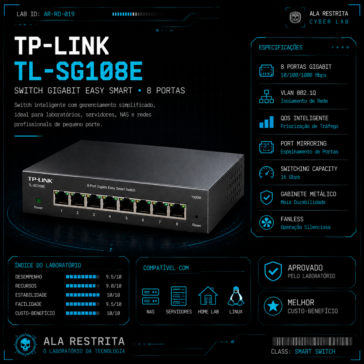 Switch Gigabit Inteligente TP-Link TL-SG108E 8 Portas Easy Smart