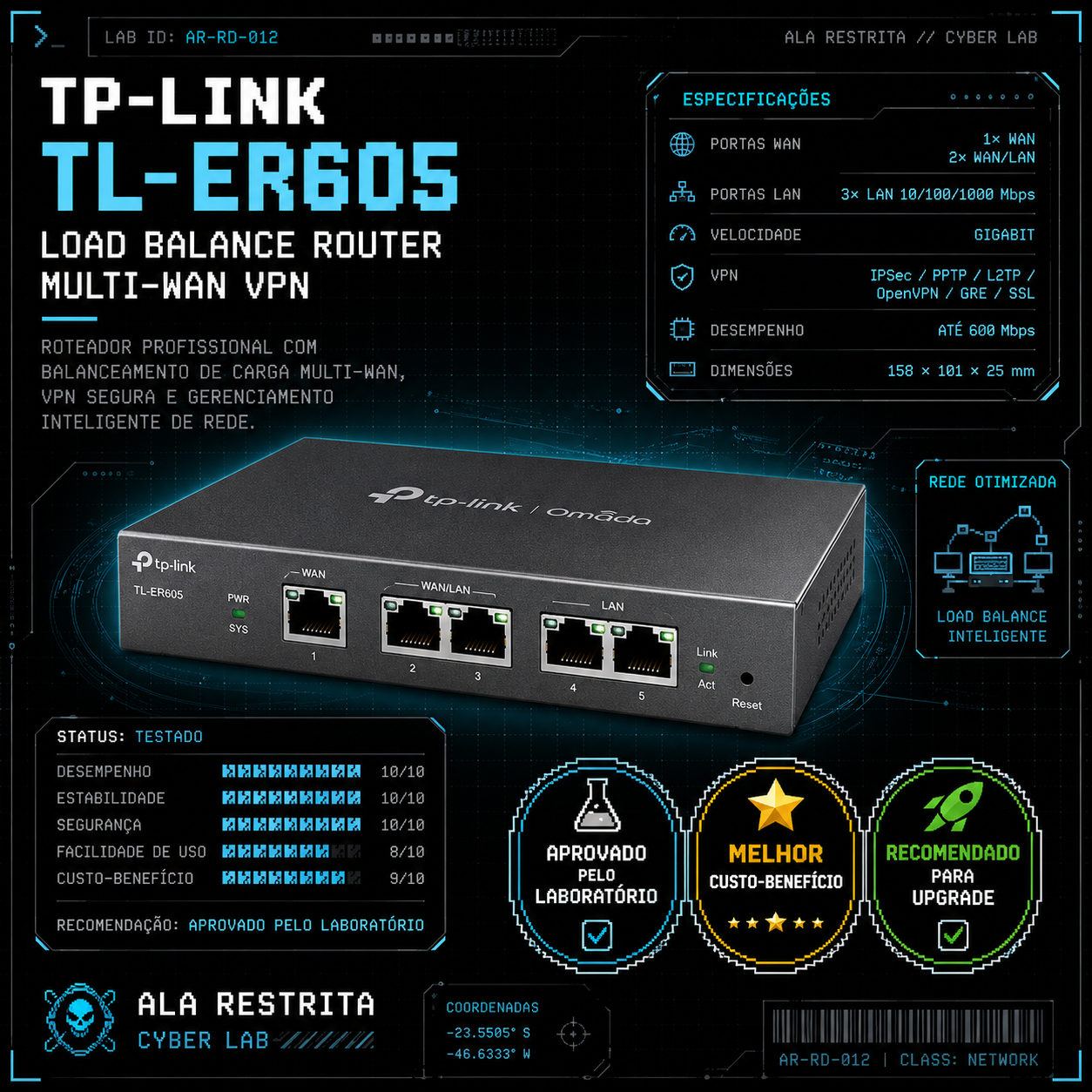 Roteador TP-Link TL-ER605 Omada Gigabit Multi-WAN VPN
