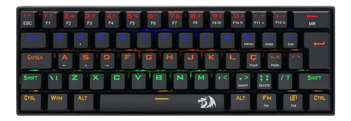 Teclado Mecânico Redragon Lakshmi Rainbow Brown K606 Abnt2 Cor de teclado Preto Idioma Português Brasil