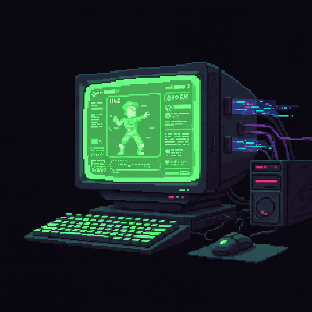 Monitor pixel art cyberpunk